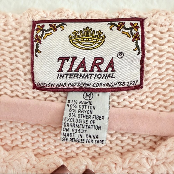 Vintage Tiara International Pink Christmas Tree Ugly Sweater Size Medium - Picture 3 of 5